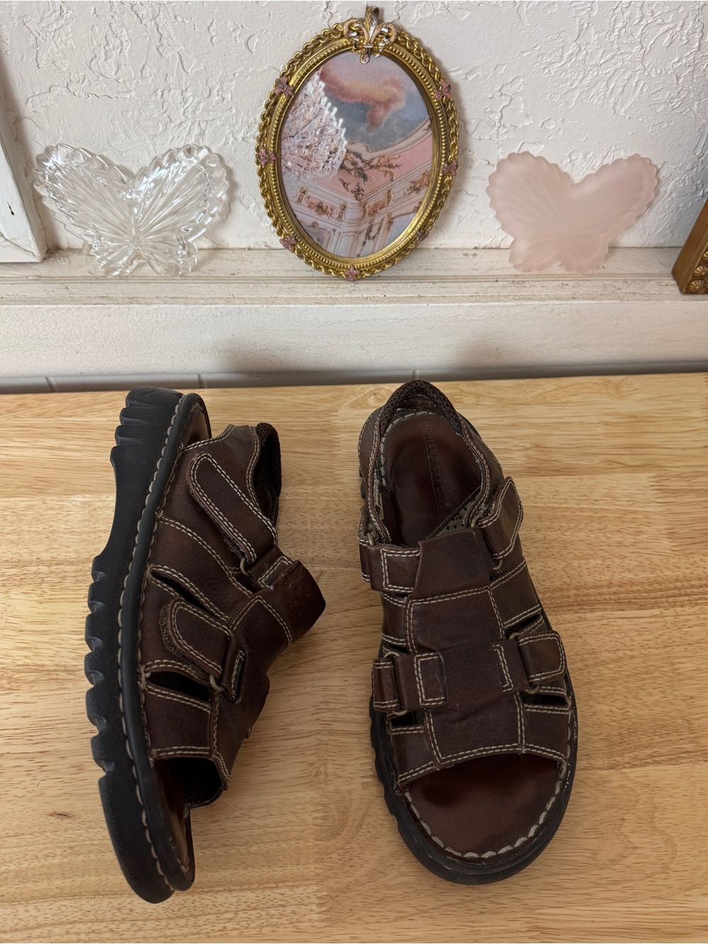 Montego Bay Club Brown Fisherman Sandals Size 6.5 | Y2K Leather Comfort Sandals